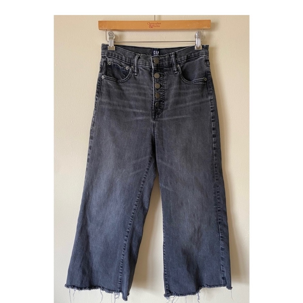 Gap Denim Black Grey High Rise Wide Leg Jeans